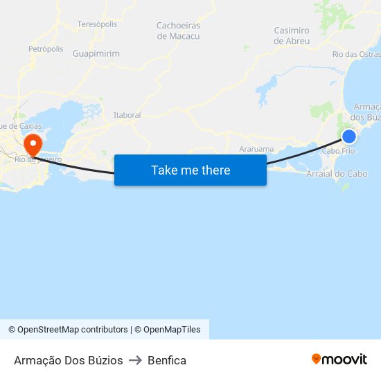Armação Dos Búzios to Benfica map