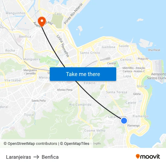 Laranjeiras to Benfica map