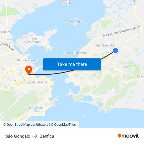 São Gonçalo to Benfica map