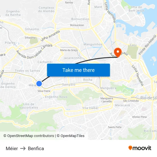 Méier to Benfica map