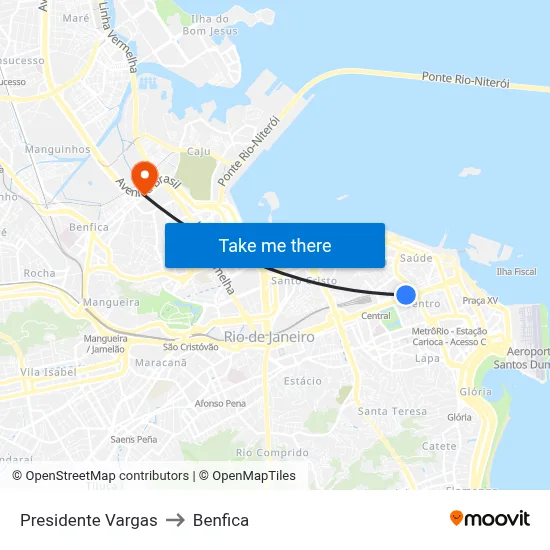 Presidente Vargas to Benfica map