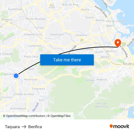 Taquara to Benfica map