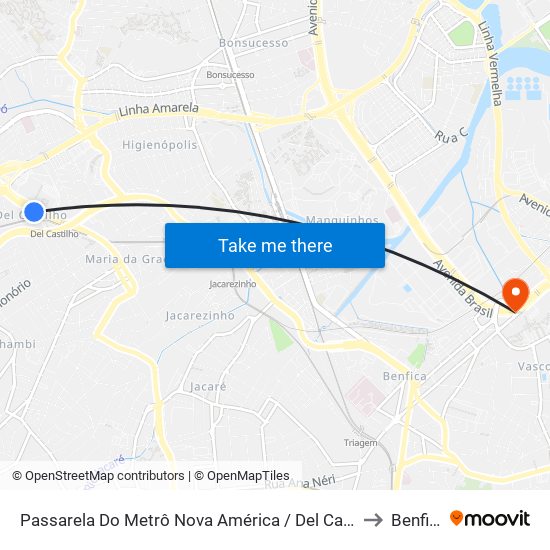 Passarela Do Metrô Nova América / Del Castilho to Benfica map