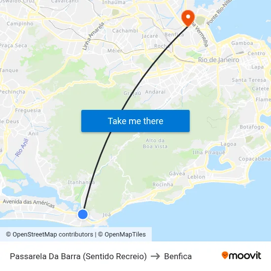 Passarela Da Barra (Sentido Recreio) to Benfica map