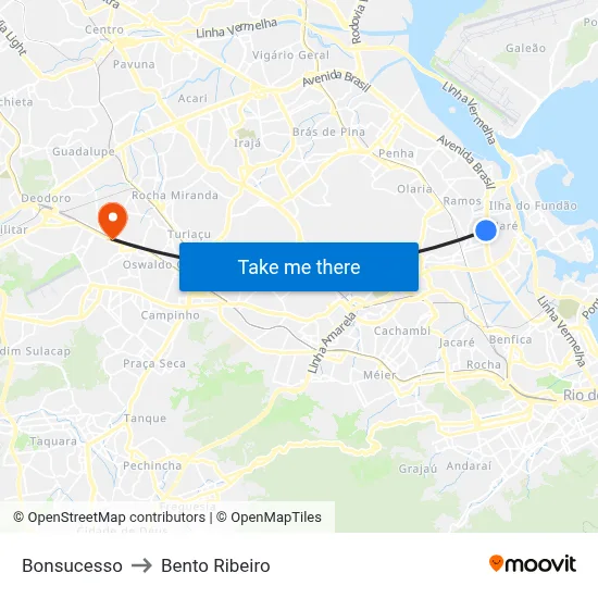 Bonsucesso to Bento Ribeiro map