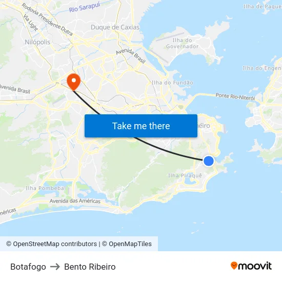Botafogo to Bento Ribeiro map