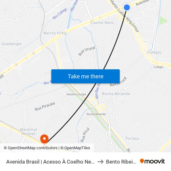Avenida Brasil | Acesso À Coelho Neto to Bento Ribeiro map