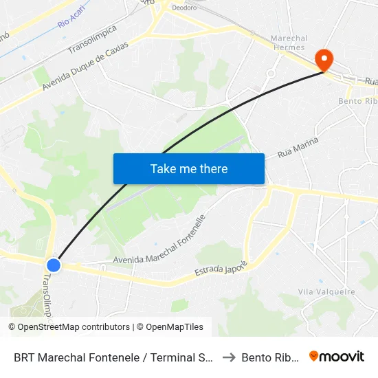 BRT Marechal Fontenele / Terminal Sulacap to Bento Ribeiro map