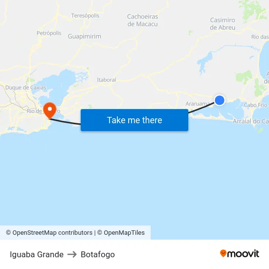 Iguaba Grande to Botafogo map