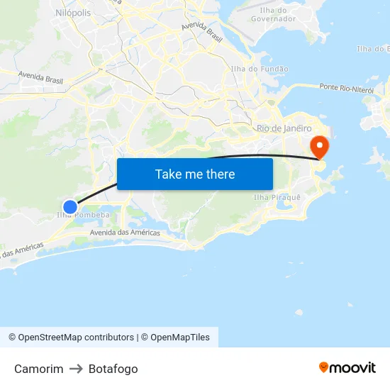 Camorim to Botafogo map