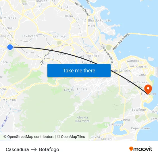 Cascadura to Botafogo map