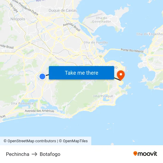 Pechincha to Botafogo map
