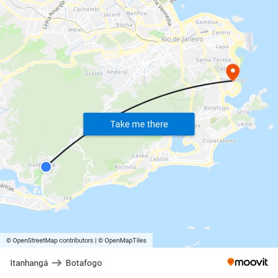 Itanhangá to Botafogo map