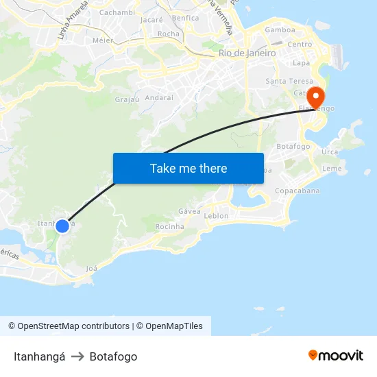 Itanhangá to Botafogo map