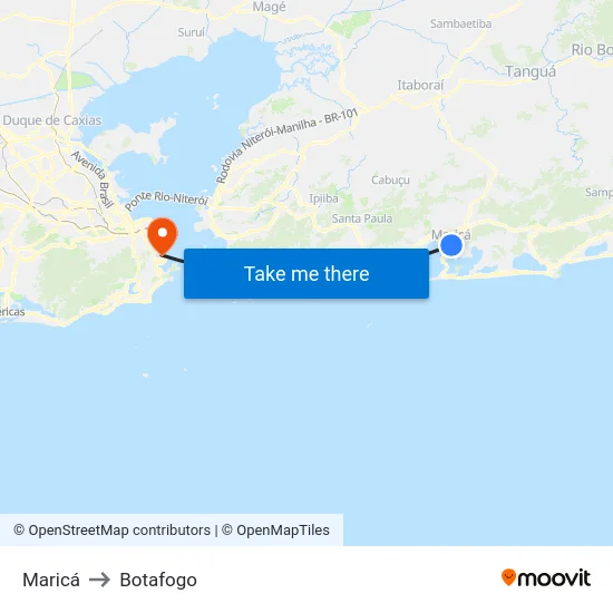 Maricá to Botafogo map