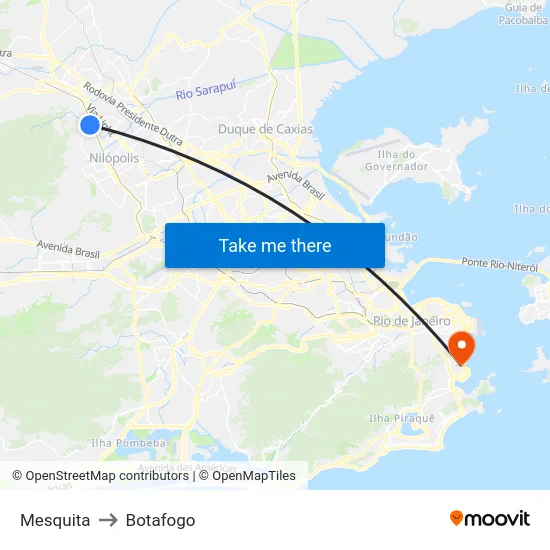 Mesquita to Botafogo map