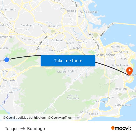 Tanque to Botafogo map