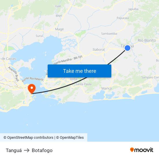 Tanguá to Botafogo map