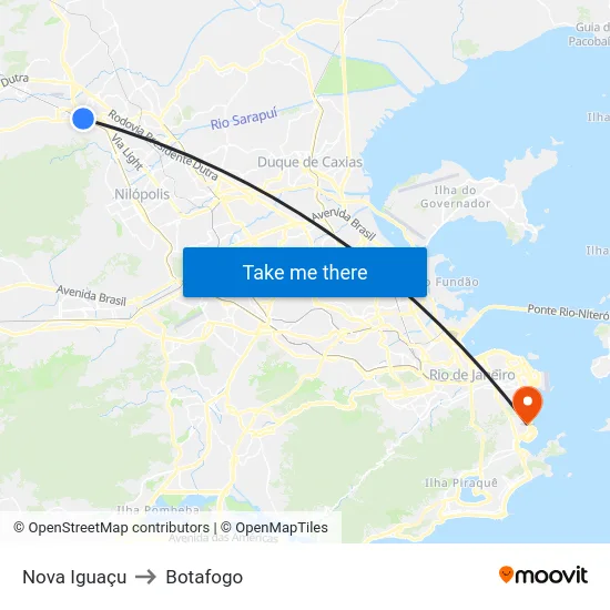 Nova Iguaçu to Botafogo map