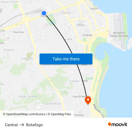 Central to Botafogo map
