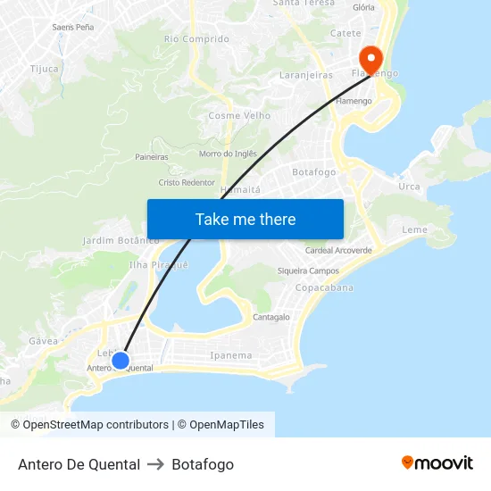 Antero De Quental to Botafogo map