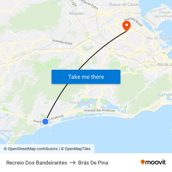 Recreio Dos Bandeirantes to Brás De Pina map