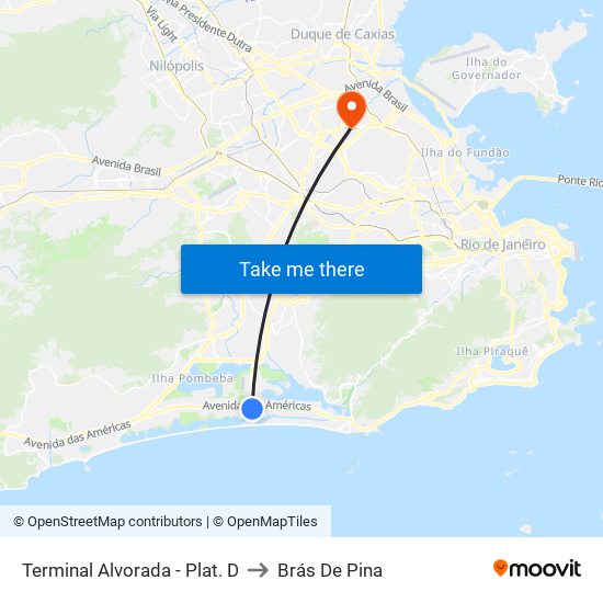 Terminal Alvorada - Plat. D to Brás De Pina map