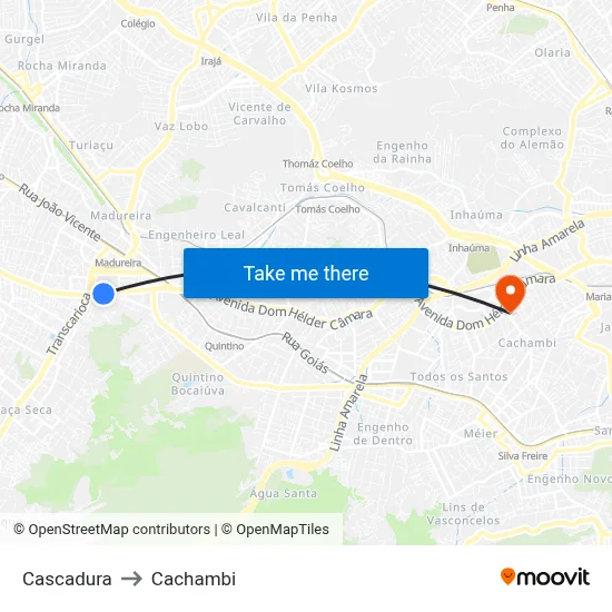 Cascadura to Cachambi map