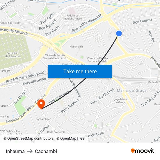 Inhaúma to Cachambi map