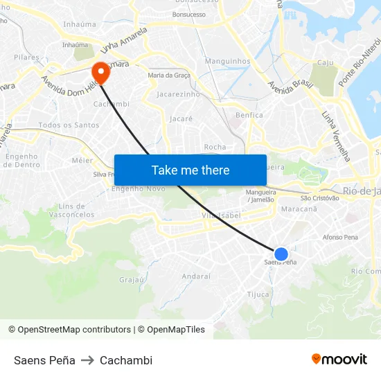 Saens Peña to Cachambi map