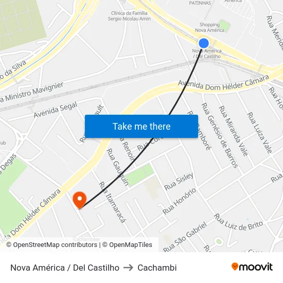 Nova América / Del Castilho to Cachambi map