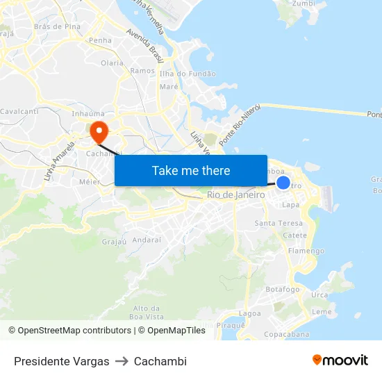 Presidente Vargas to Cachambi map