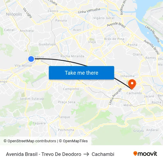 Avenida Brasil - Trevo De Deodoro to Cachambi map