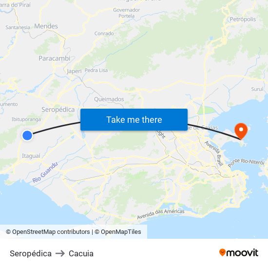 Seropédica to Cacuia map