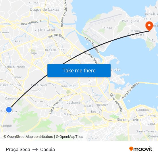 Praça Seca to Cacuia map