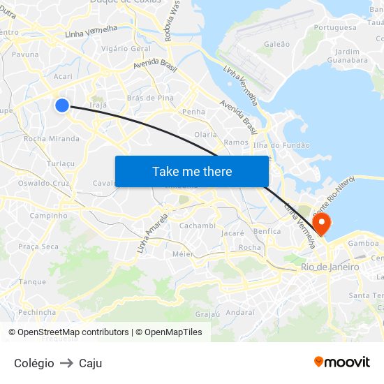 Colégio to Caju map
