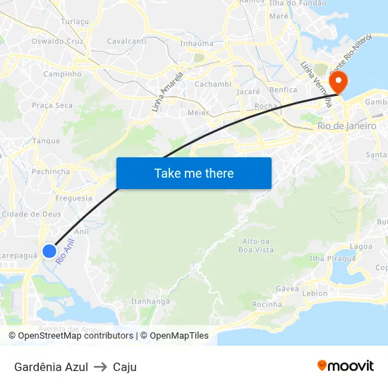 Gardênia Azul to Caju map