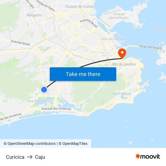 Curicica to Caju map