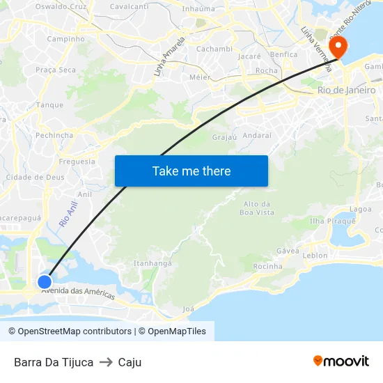 Barra Da Tijuca to Caju map