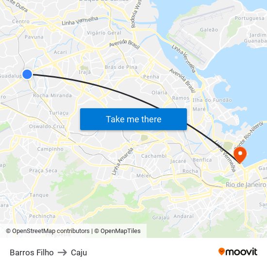Barros Filho to Caju map