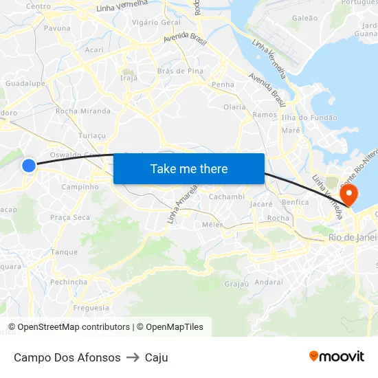 Campo Dos Afonsos to Caju map