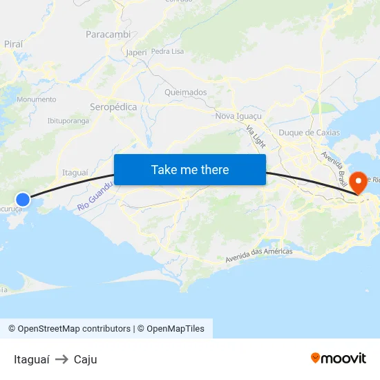 Itaguaí to Caju map