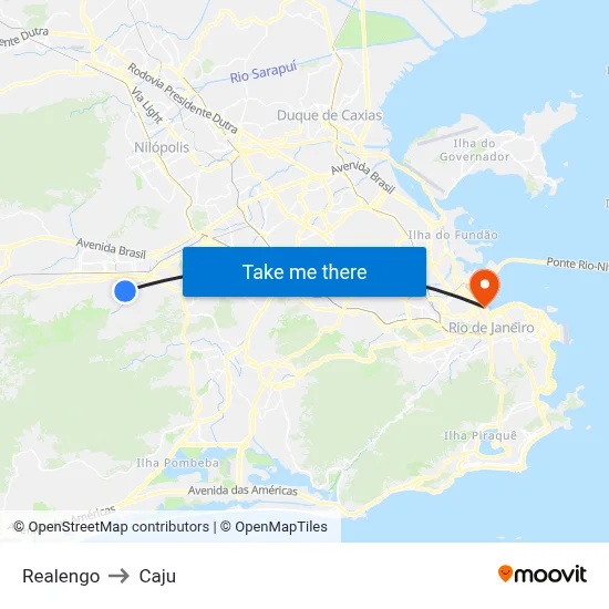 Realengo to Caju map