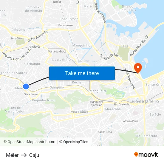 Méier to Caju map