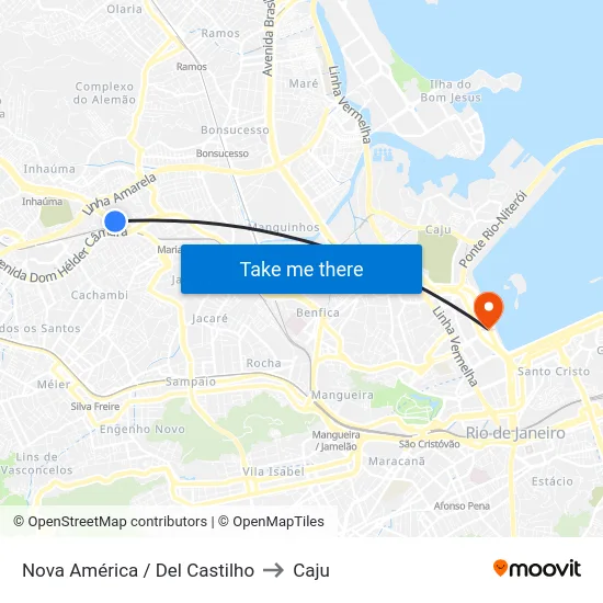 Nova América / Del Castilho to Caju map