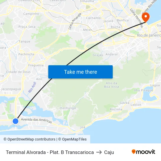 Terminal Alvorada - Plat. B Transcarioca to Caju map