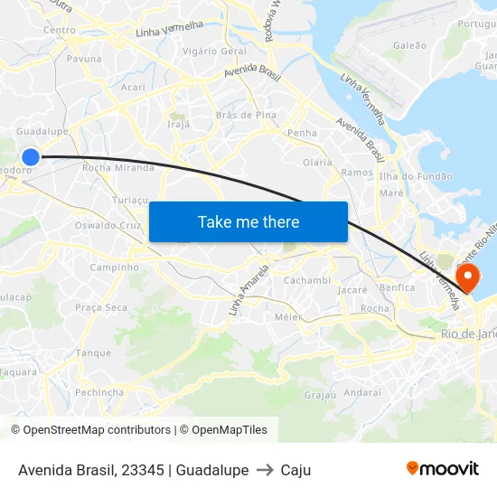 Avenida Brasil, 23345 | Guadalupe to Caju map