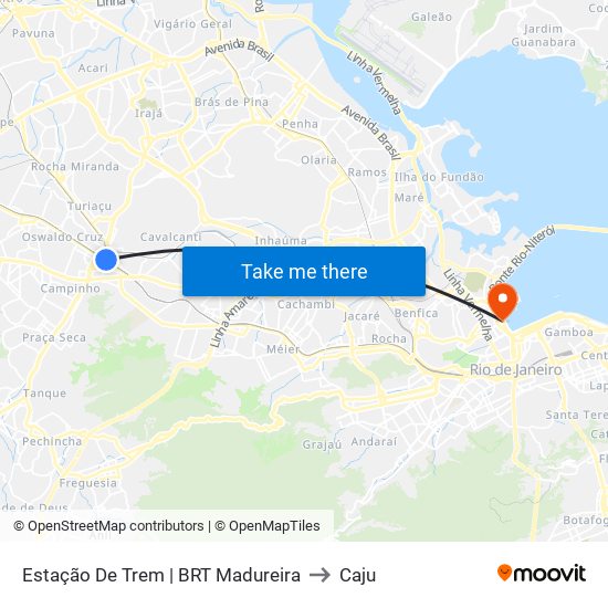 Estação De Trem | BRT Madureira to Caju map