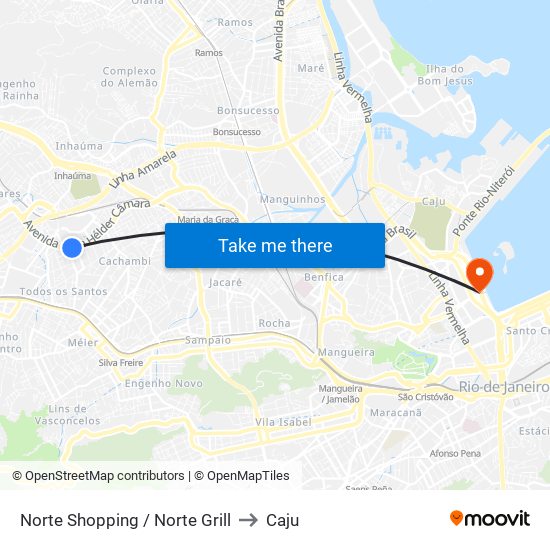 Norte Shopping / Norte Grill to Caju map