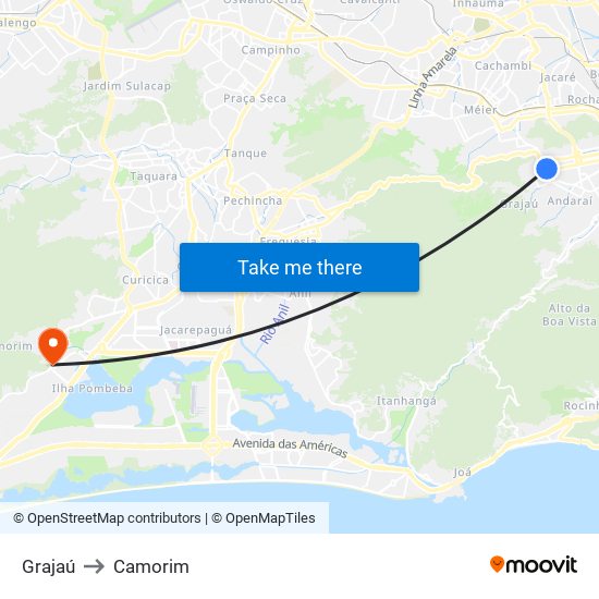 Grajaú to Camorim map